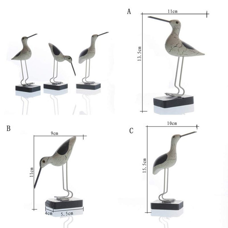 EXCEART 3pcs Wooden Seagull Figurine Nautical Decorations Ornaments Mediterranean Style Coastal Beach Room Garden Decoration for Living Room Bedroom - Image 2